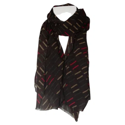 Pre-owned Carolina Herrera , Logo Printed Scarf In Black