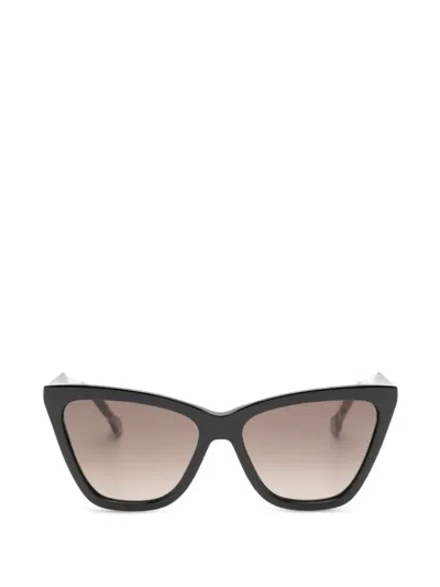 Carolina Herrera Logo-plaque Cat-eye Sunglasses In Black