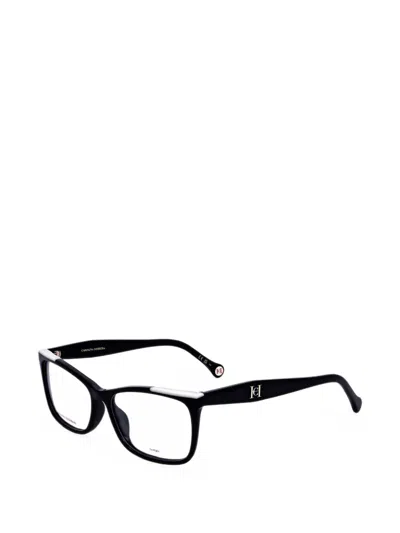 Carolina Herrera Logo-plaque Square-frame Glasses In Black