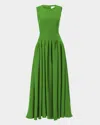 Carolina Herrera Sleeveless Cotton-blend Faille Maxi Dress In Lawn Green