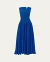 Carolina Herrera Long Fit-flare Cotton Dress In Ultramarine