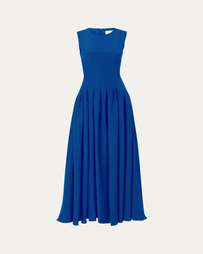 Carolina Herrera Long Fit-flare Cotton Dress In Ultramarine