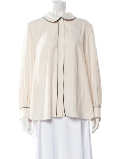 Pre-owned Carolina Herrera Long Sleeve Blouse In Neutral