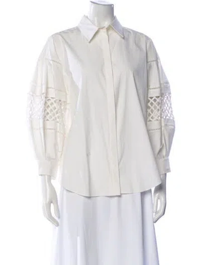 Pre-owned Carolina Herrera Long Sleeve Blouse In Neutral