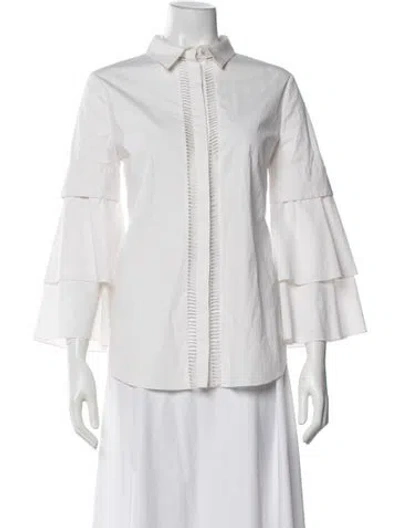 Pre-owned Carolina Herrera Long Sleeve Blouse In Neutral