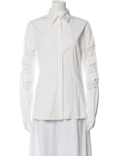 Pre-owned Carolina Herrera Long Sleeve Blouse In Neutrals