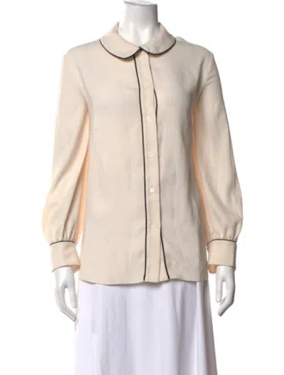 Pre-owned Carolina Herrera Long Sleeve Blouse In Neutrals