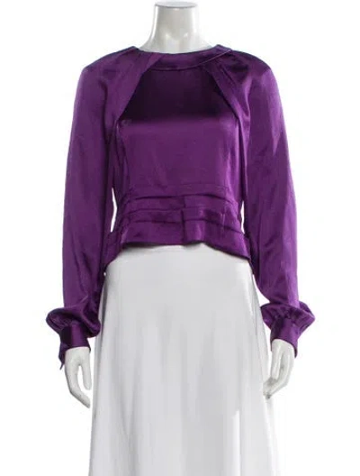 Pre-owned Carolina Herrera Long Sleeve Blouse In Purple