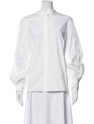 Pre-owned Carolina Herrera Long Sleeve Blouse W/ Tags In White