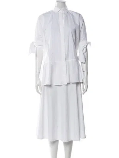 Pre-owned Carolina Herrera Long Sleeve Blouse In White