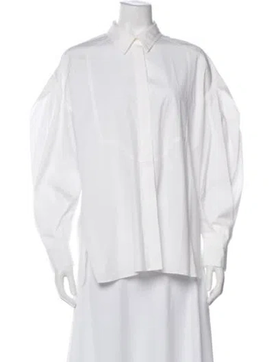 Pre-owned Carolina Herrera Long Sleeve Blouse In White
