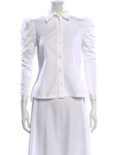 Pre-owned Carolina Herrera Long Sleeve Blouse In White