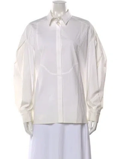 Pre-owned Carolina Herrera Long Sleeve Blouse In White