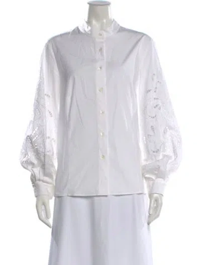 Pre-owned Carolina Herrera Long Sleeve Blouse In White
