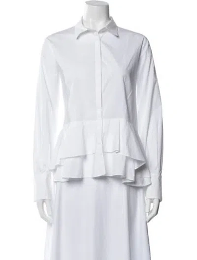 Pre-owned Carolina Herrera Long Sleeve Blouse In White