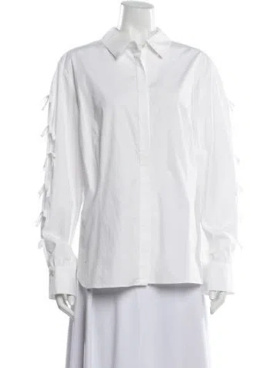 Pre-owned Carolina Herrera Long Sleeve Blouse In White