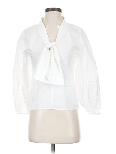 Pre-owned Carolina Herrera Long Sleeve Blouse In White