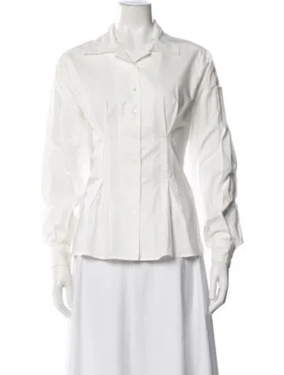 Pre-owned Carolina Herrera Long Sleeve Blouse In White