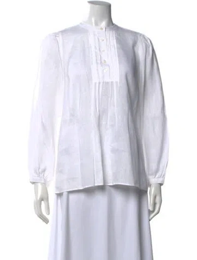 Pre-owned Carolina Herrera Long Sleeve Blouse In White