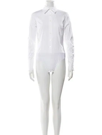 Pre-owned Carolina Herrera Long Sleeve Bodysuit W/ Tags In White