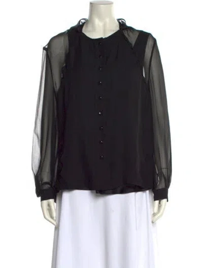 Pre-owned Carolina Herrera Long Sleeve Button-up Top In Black