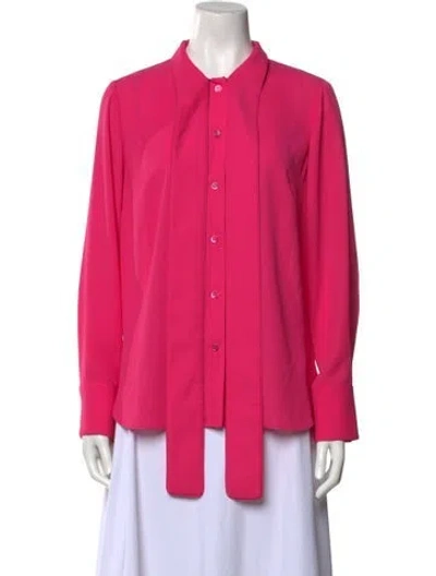 Pre-owned Carolina Herrera Long Sleeve Button-up Top In Pink