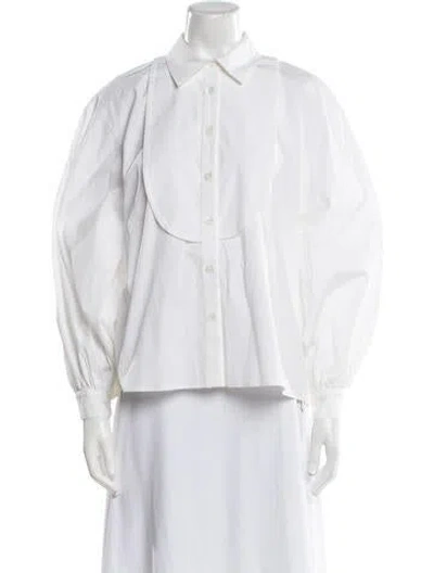 Pre-owned Carolina Herrera Long Sleeve Button-up Top W/ Tags In Neutral