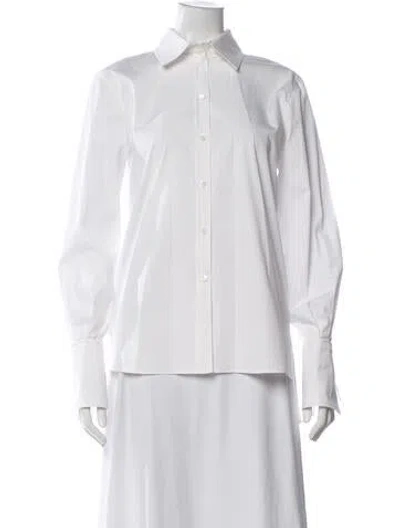 Pre-owned Carolina Herrera Long Sleeve Button-up Top W/ Tags In White