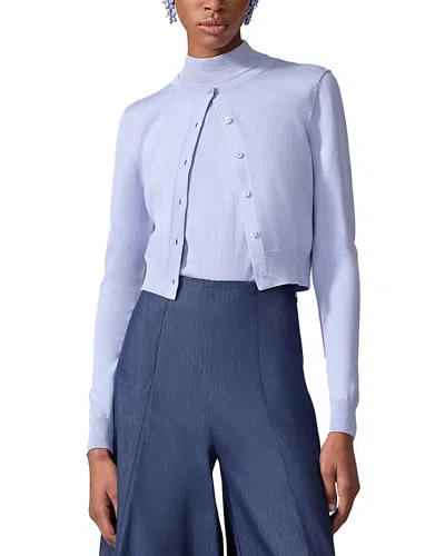 Carolina Herrera Long Sleeve Cardigan In Blue