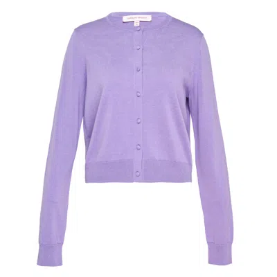 Carolina Herrera Long Sleeve Cardigan In Purple