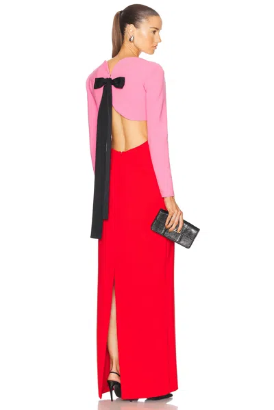 Carolina Herrera Long Sleeve Column Gown In Red/pink