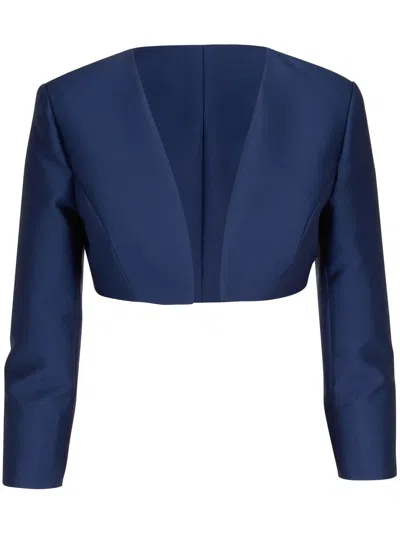 Carolina Herrera Long-sleeve Cropped Jacket In Blue