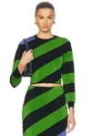 Carolina Herrera Striped Cropped Jumper In Lawn Green Multi