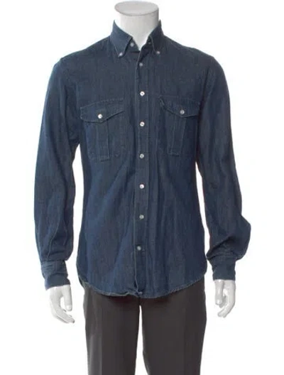Pre-owned Carolina Herrera Long Sleeve Denim Shirt In Blue
