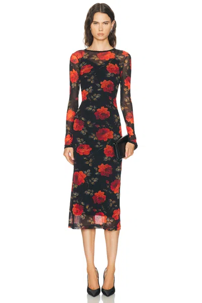 Carolina Herrera Floral Mesh Maxi Dress In Black