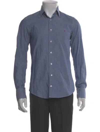 Pre-owned Carolina Herrera Long Sleeve Dress Shirt In Blue