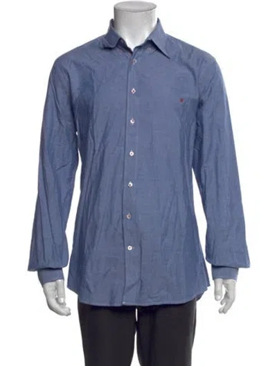 Pre-owned Carolina Herrera Long Sleeve Dress Shirt In Blue