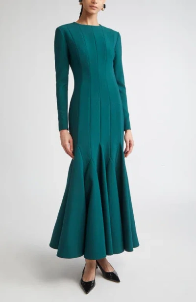 Carolina Herrera Long Sleeve Fit & Flare Dress In Green
