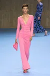 Carolina Herrera Plunging Ruched Long-sleeve Maxi Dress