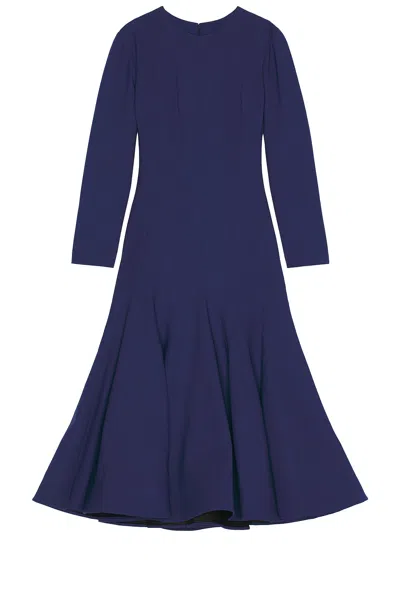 Carolina Herrera Long Sleeve Midi Dress In Blue