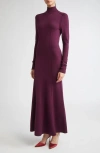 Carolina Herrera Long Sleeve Mock Neck Sweater Dress In Purple