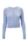 Carolina Herrera Long-sleeve Signature Silk-cotton Cardigan In Blue