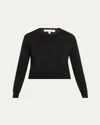 Carolina Herrera Long-sleeve Silk-cotton Crop Cardigan In Black