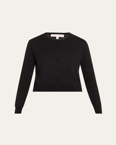 Carolina Herrera Long-sleeve Silk-cotton Crop Cardigan In Black