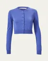 Carolina Herrera Long-sleeve Silk-cotton Crop Cardigan In Delphinium