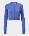 Carolina Herrera Long-sleeve Silk-cotton Crop Cardigan In Delphinium