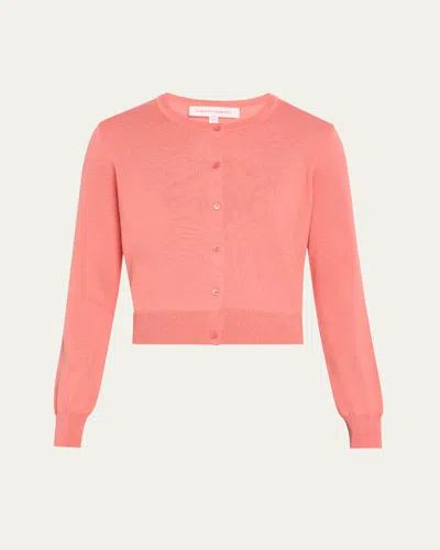 Carolina Herrera Long-sleeve Silk-cotton Crop Cardigan In Sunset