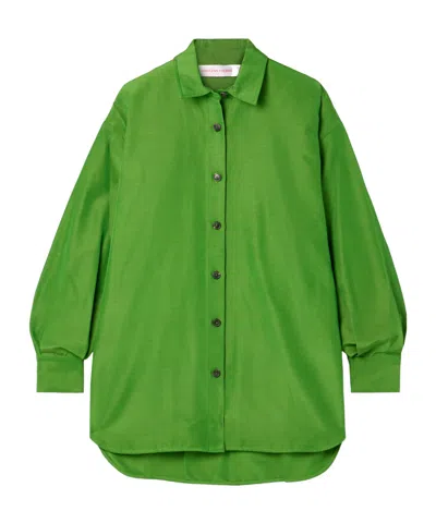 Carolina Herrera Oversized Cotton-blend Faille Shirt In Green