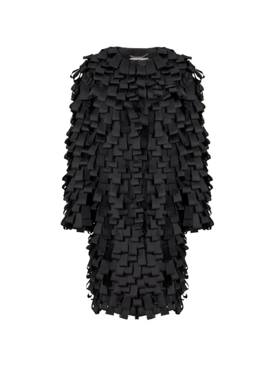 Carolina Herrera Loop-embroidered Organza Coat In Black
