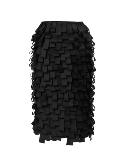 Carolina Herrera Loop-embroidered Organza Midi Skirt In Black